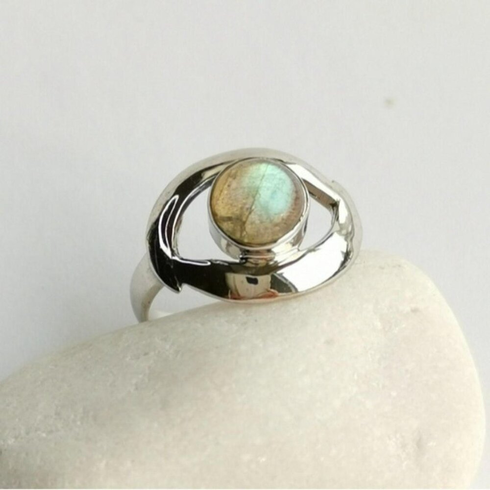 Pastel Green Labradorite Sterling Silver Ring Size 6.5 - Picture 2 of 5